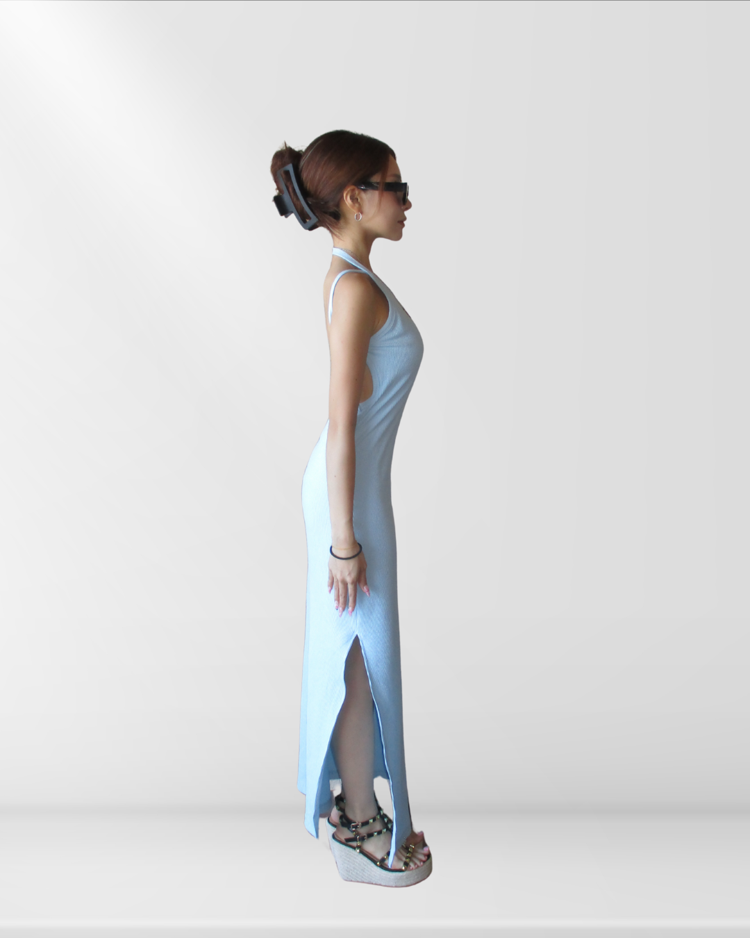 BACK OPEN スリットワンピース