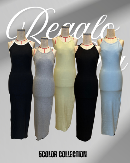 BACK OPEN スリットラメワンピース