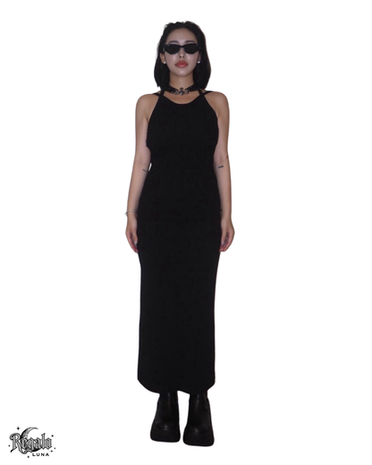 BACK OPEN スリットラメワンピース