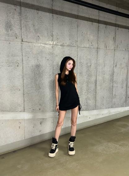 BACK OPEN sleeveless hoodie