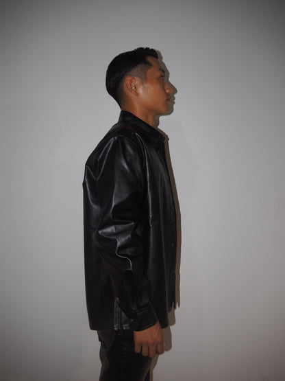 PU Leather Shirt Jacket