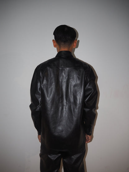 PU Leather Shirt Jacket